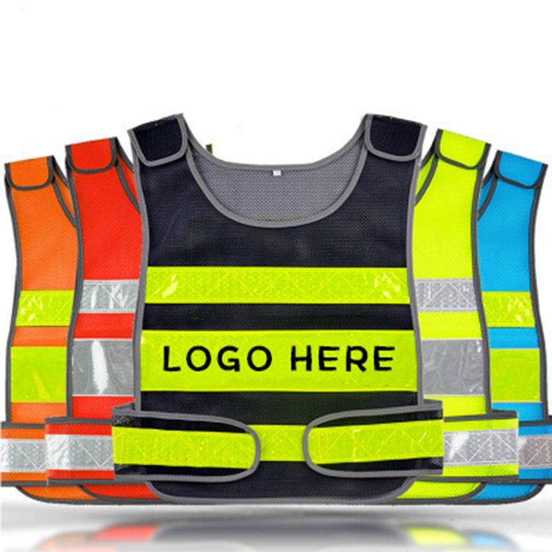 Wholesale traffic road work security vests, high visibility reflective safty vests with logo printed HFCMV103